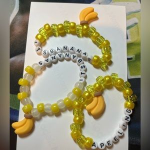 Set of 3 Banana charm Kandy Bracelets